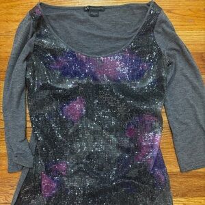 Armani Exchange Gray and Purple Sequin Blouse XS
